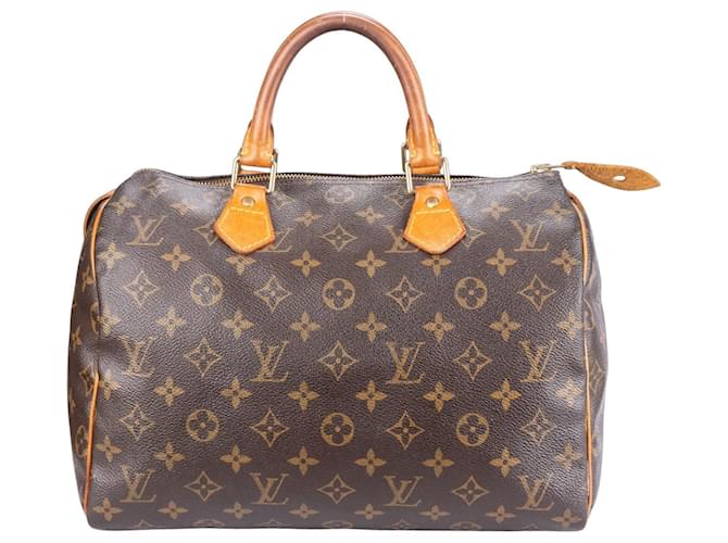 Louis Vuitton Canvas Monogram Speedy 30 handbag Brown Cloth  ref.1282629