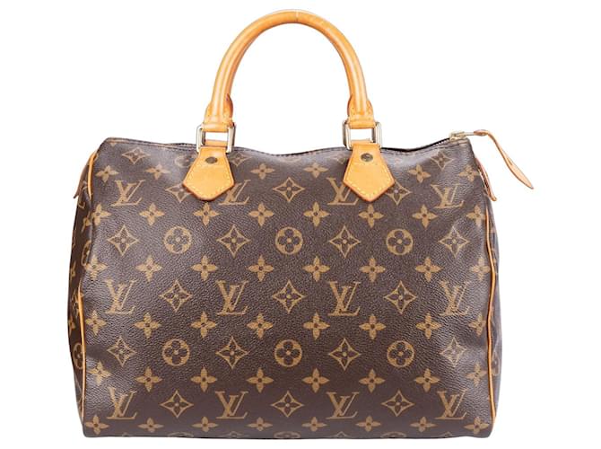 Louis Vuitton Canvas Monogram Speedy 30 handbag Brown Cloth  ref.1282630