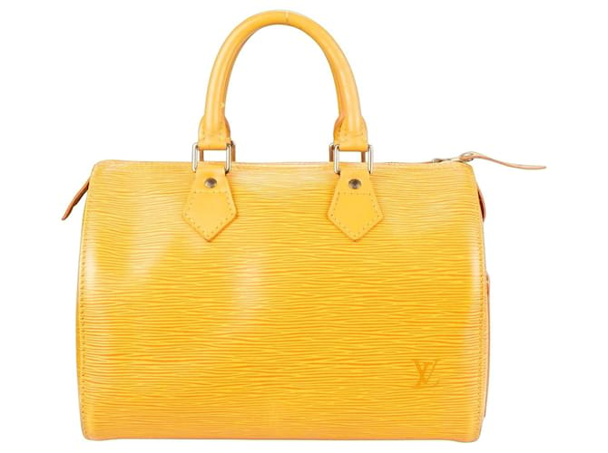 Louis Vuitton Speedy de cuero Epi amarillo 25 Bolso Lienzo  ref.1282633