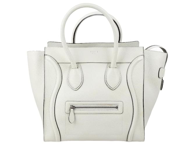 Luggage Céline Celine Mini bolsa de bagagem em couro branco Bege  ref.1282652