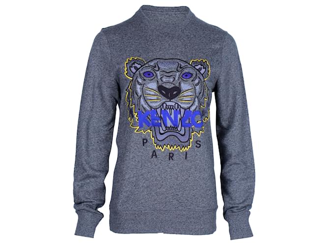 Kenzo Tiger Embroidered Sweatshirt in Grey Cotton  ref.1282735