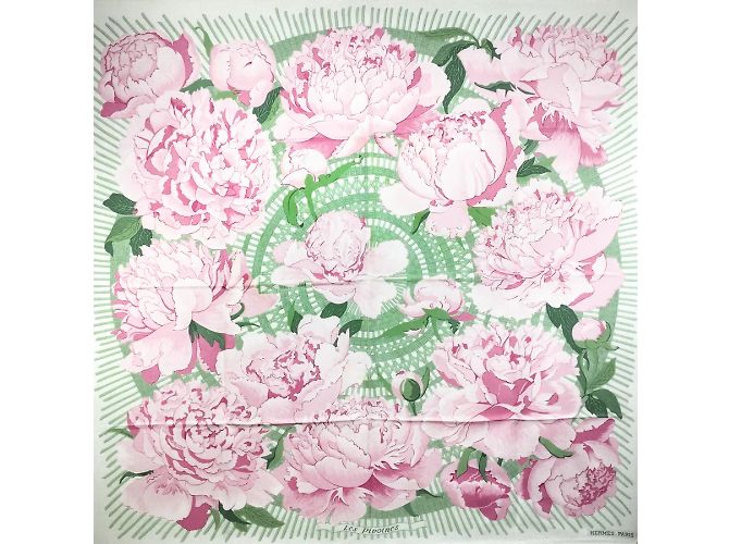 Hermès Quadrado "As Peônias" Rosa