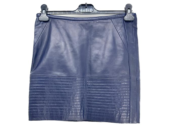 SANDRO Gonne T.fr 36 Leather Blu Pelle  ref.1282824