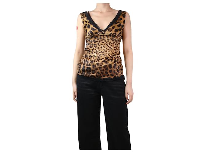 Dolce & Gabbana Ärmelloses Camisole-Top mit Leopardenmuster - Größe S Polyester  ref.1282828
