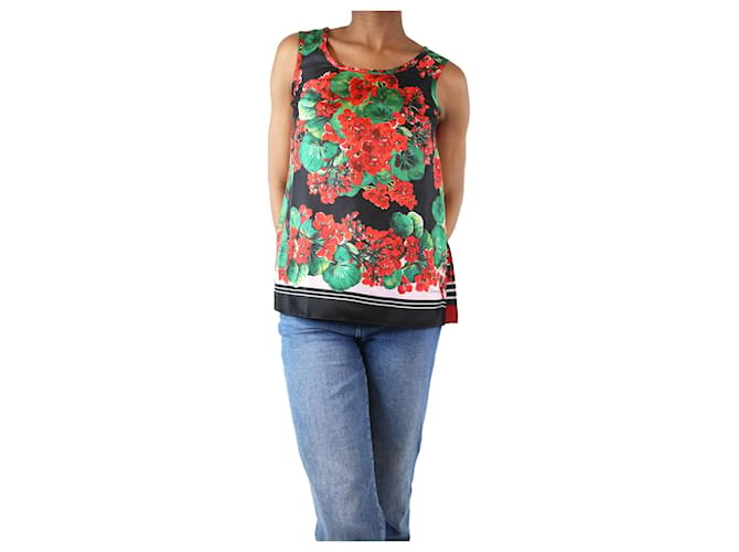 Dolce & Gabbana Multicolour sleeveless floral and polka dot top - size UK 4 Multiple colors Silk  ref.1282852