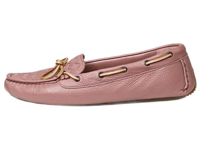 Bottega Veneta Sapatos de barco em couro Intrecciato rosa empoeirado - tamanho UE 37  ref.1282860