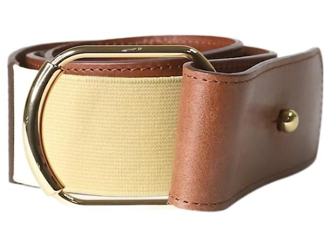 Chloé Cinturón de piel marrón con hebilla metálica dorada - talla UE 36 Castaño Cuero  ref.1282861