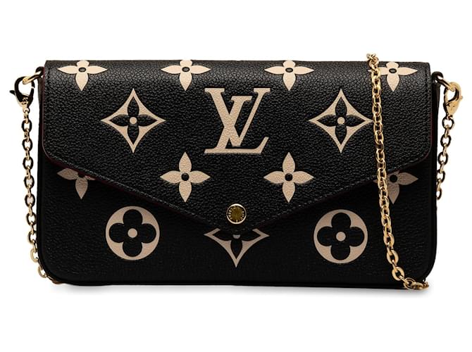 Louis Vuitton Pochette bicolor Empriente con monograma negro Felicie Cuero  ref.1282894