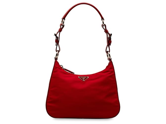 Prada Red Tessuto Shoulder Bag Nylon Cloth  ref.1282904