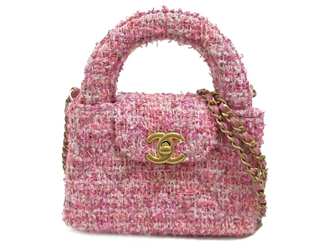 Chanel Pink Nano Tweed Kelly Shopper Cloth  ref.1282905