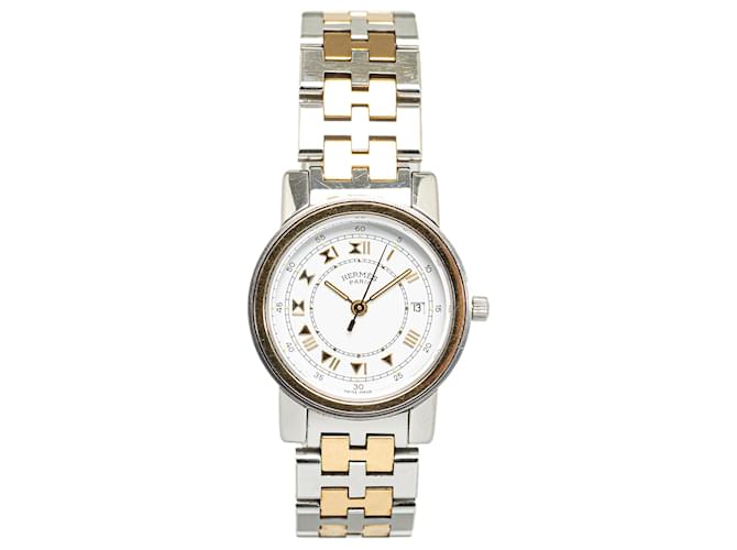 Hermès Hermes Silver Quartz Stainless Steel Carrick Watch Silvery Metal Gold-plated  ref.1282906