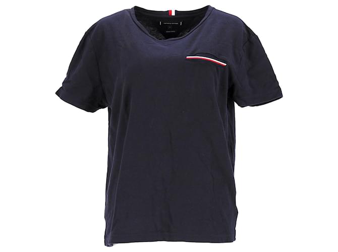 Tommy Hilfiger Mens Th Flex Pocket Regular Fit T Shirt Navy blue Cotton  ref.1282962