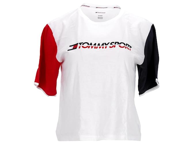 Tommy Hilfiger T-shirt da donna con maniche color block Bianco Cotone  ref.1282989
