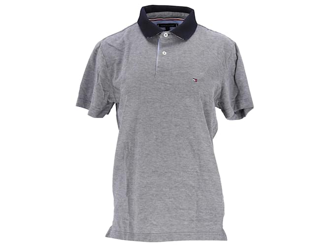 Tommy Hilfiger Poloshirt aus Baumwolle mit Kontrastkragen und normaler Passform für Herren Grau  ref.1282998