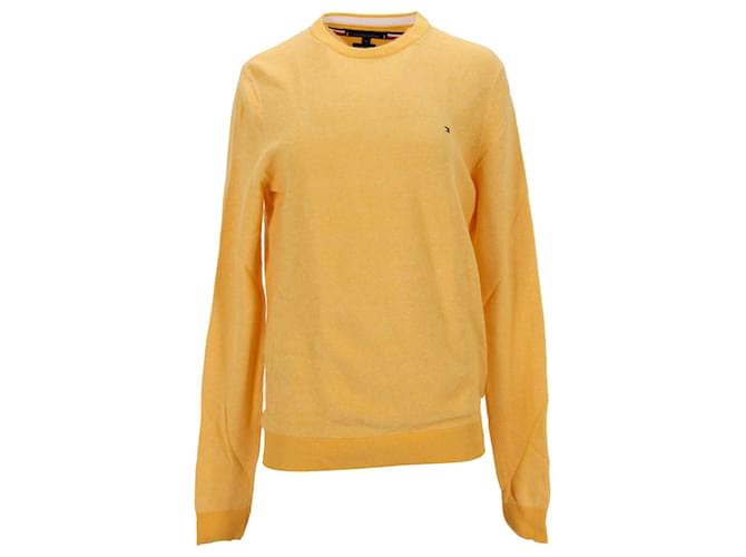 Tommy Hilfiger Suéter masculino de algodão com gola redonda Amarelo  ref.1283001