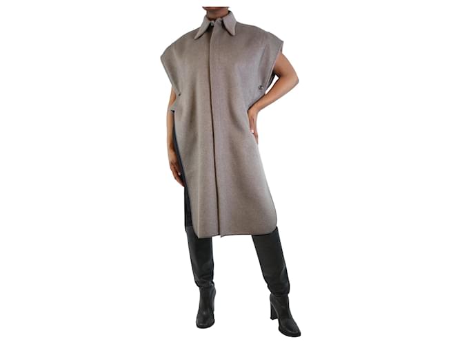 Y'S Grey cape coat - size Wool  ref.1283047