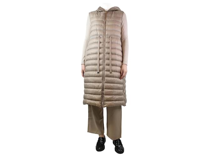 Autre Marque Beige sleeveless hooded puffer coat - size UK 8 Polyamide  ref.1283057