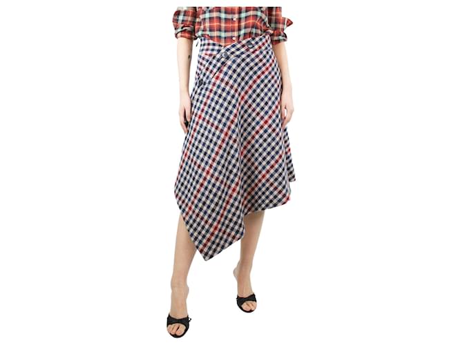 JW Anderson Blue and beige asymmetric checkered skirt - size UK 10 Wool  ref.1283076