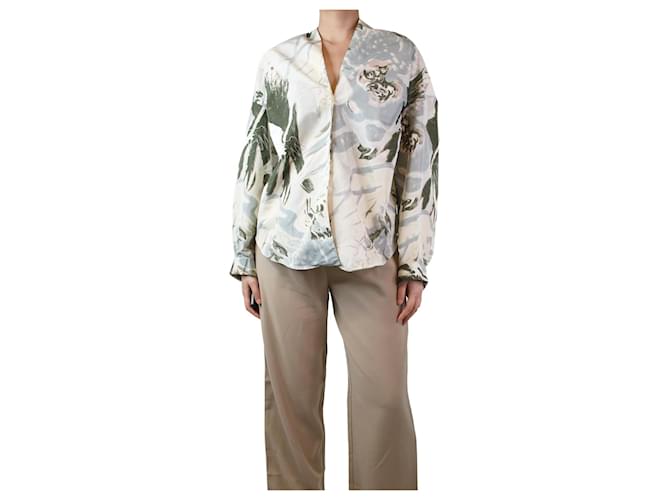 Marni Cream floral-printed oversized shirt - size UK 12 Multiple colors Polyester  ref.1283081