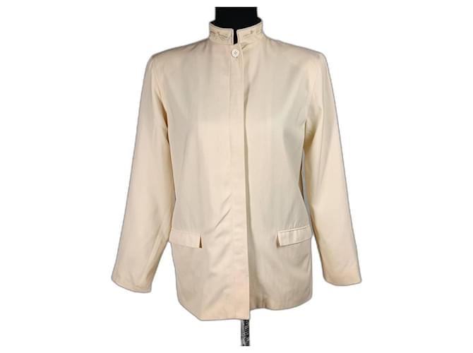 Vintage-Jacke von Gianni Versace mit Stehkragen Weiß Beige Wolle  ref.1283089