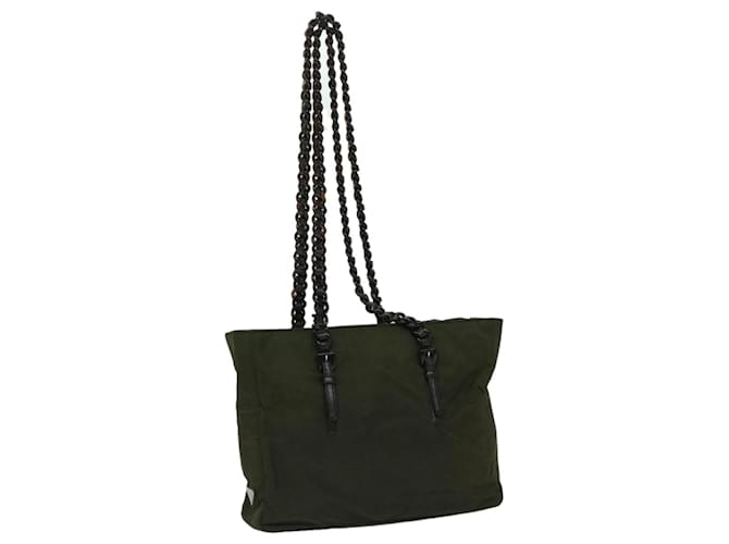 PRADA Chain Shoulder Bag Nylon Green Auth ac2783  ref.1283166