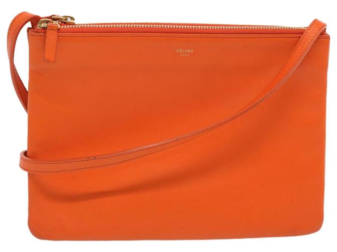 Céline CELINE Trio Small Shoulder Bag Leather Orange Auth 67320  ref.1283172
