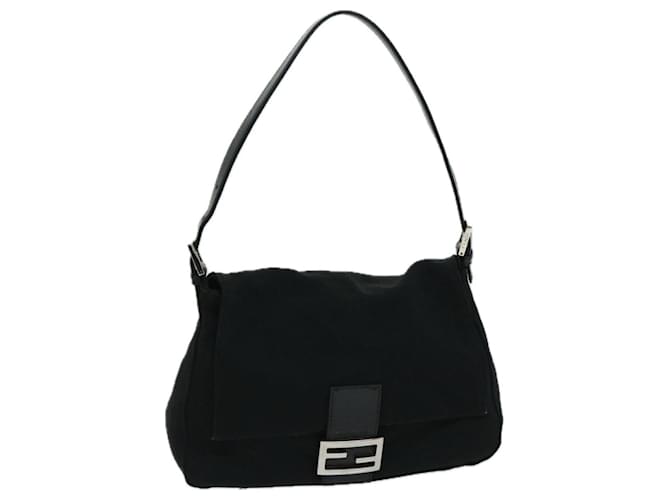 FENDI Mamma Baguette Shoulder Bag Nylon Black Auth yk10749  ref.1283196