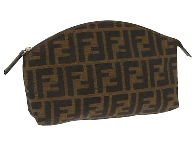 FENDI Borsa Zucca Canvas Marrone Nero Auth yk10915  ref.1283202