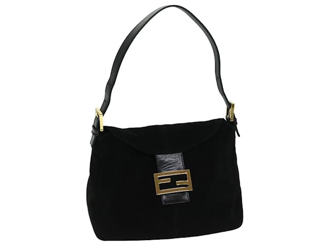 FENDI Mamma Baguette Shoulder Bag Suede Black Auth fm3241  ref.1283204