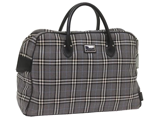 BURBERRY Nova Check Black label Hand Bag Canvas Gray Auth bs12382 Grey Cloth  ref.1283211