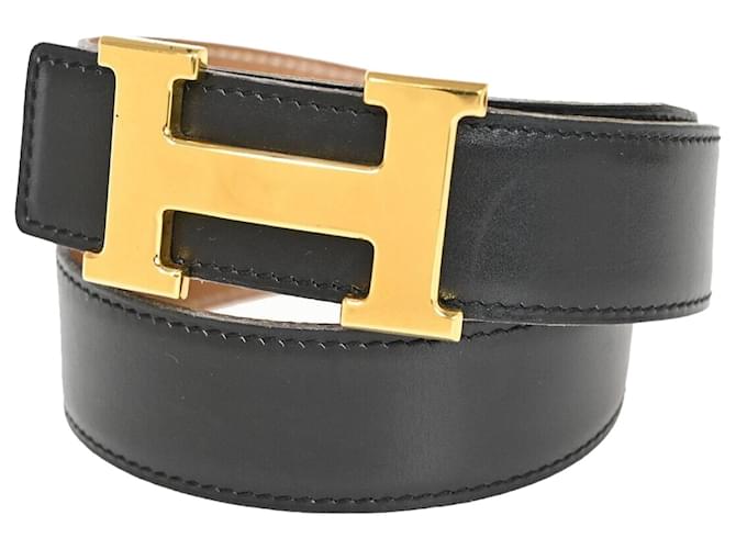 Hermès Hermes H Schwarz Leder  ref.1283276
