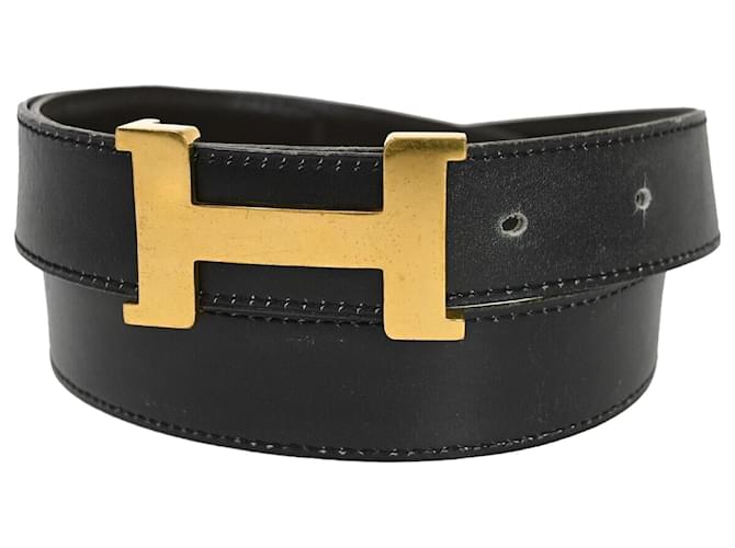Hermès Hermes H Schwarz Leder  ref.1283277