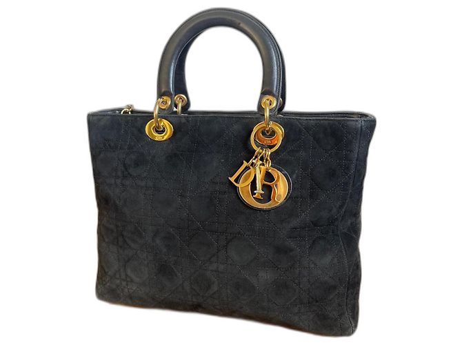 Dior Lady Dior Sac en daim noir