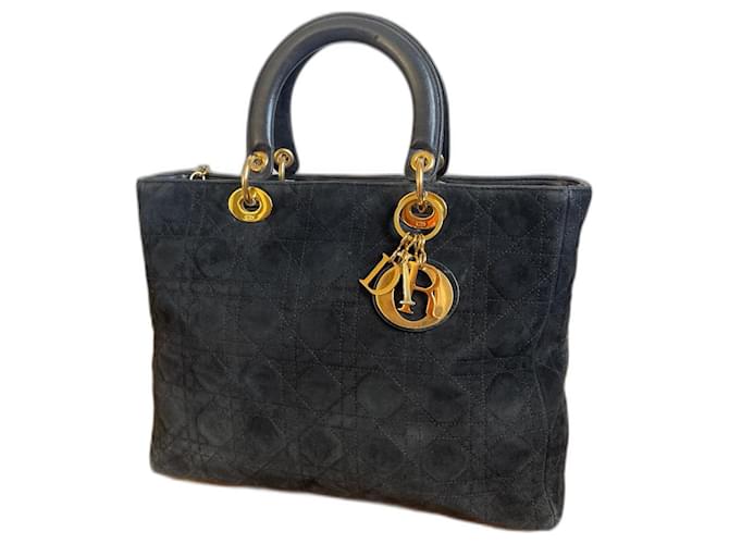 Lady Dior Dior Handtaschen Schwarz Leder  ref.1283390