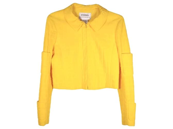 Chanel Quilted Bright Jacket Yellow Polyamide  ref.1283391