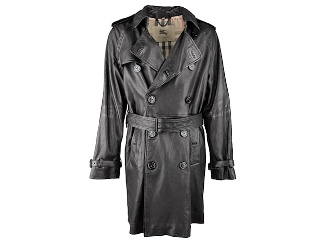 Burberry Lambskin Leather Trench Coat Black  ref.1283449