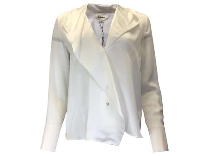 Autre Marque Blusa blanca de seda con volantes Jaslynn de L'Agence Blanco  ref.1283474