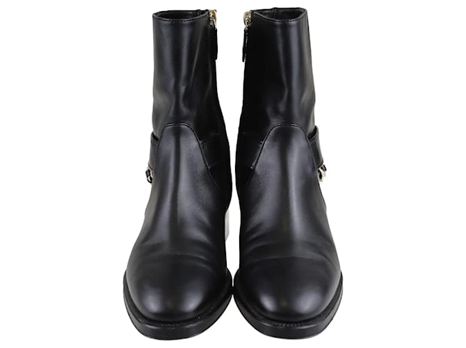 Chanel Black Leather Interlocking Cc Boots  ref.1283498