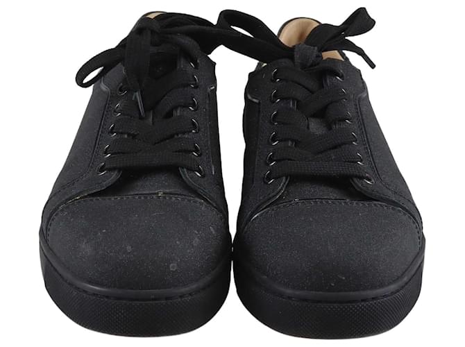 Christian Louboutin Black Glitter Vieira Orlato Lace Up Sneakers  ref.1283504