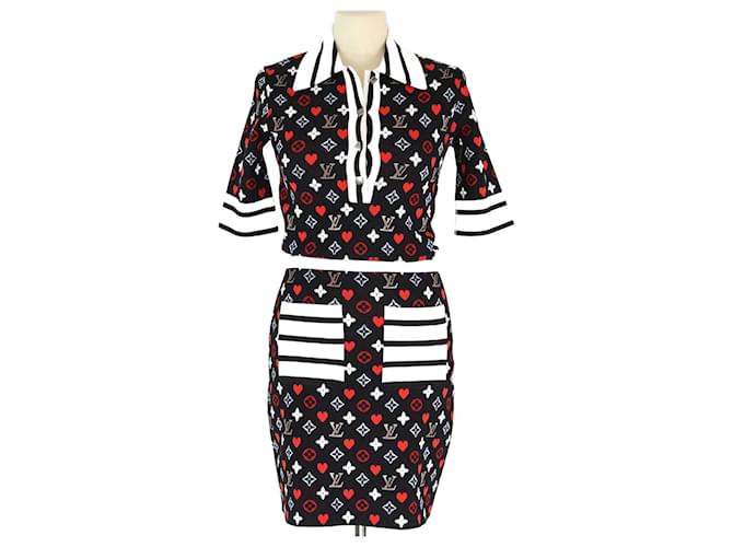 Louis Vuitton Black/White Monogram Stripe Midi Dress Viscose  ref.1283508