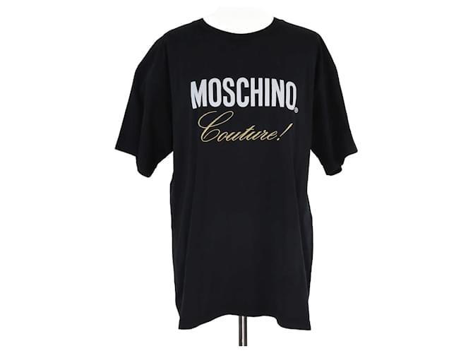 Camiseta grande bordada com logotipo preto Moschino Couture Algodão  ref.1283530