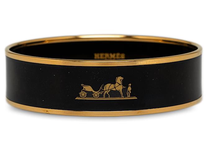 Hermès Bracelet de costume en émail large Hermes noir Métal  ref.1283550