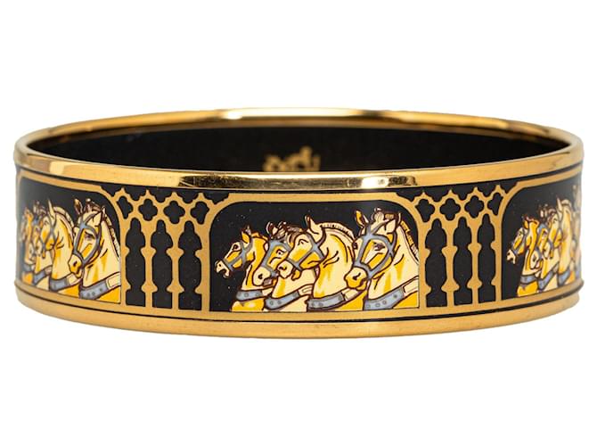Hermès Bracelet de costume en émail large Hermes noir Métal  ref.1283552