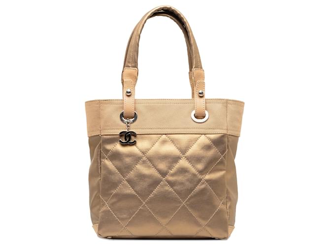 Gold Chanel Small Paris-Biarritz Tote Golden Leather  ref.1283577