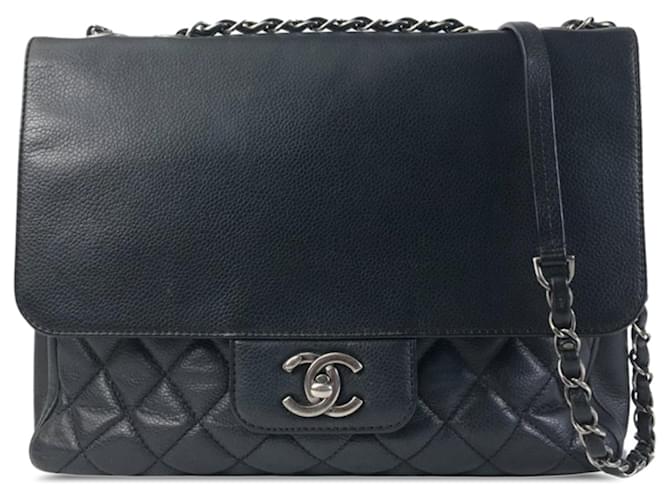 Große schwarze Umhängetasche „All About Flap“ von Chanel in Caviar  Leder  ref.1283590