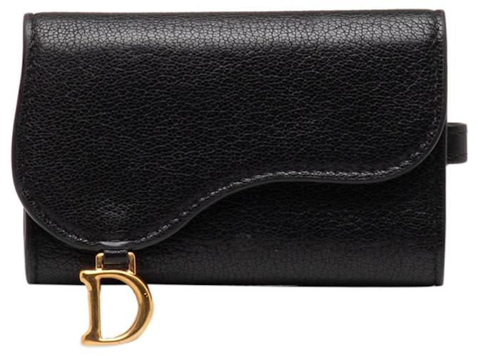 Porte-clés Saddle en cuir noir Dior  ref.1283595
