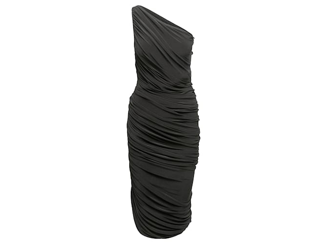 Schwarzes One-Shoulder-Rüschenkleid Diane von Norma Kamali, Größe US S Synthetisch  ref.1283611