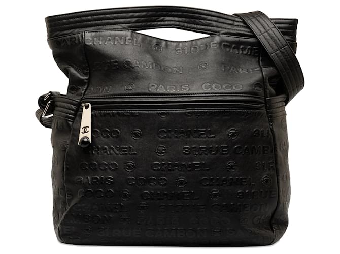Chanel Negro 31 Bolsa de couro em relevo Rue Cambon Preto  ref.1283618