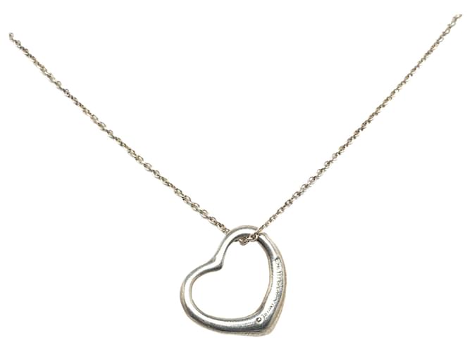 Tiffany & Co Silver Tiffany Open Heart Pendant Necklace Silvery  ref.1283626