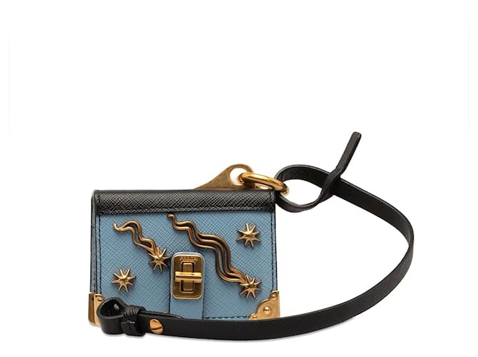 Blue Prada Trick Cahier Shooting Star Key Charm Notebook Leather  ref.1283633